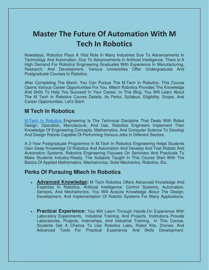 master the future of automation with m tech