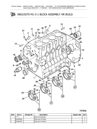 JCB TLT 35D (Diesel Engine) Teletruk Parts Catalogue Manual (Serial Number 00893000-00893999)