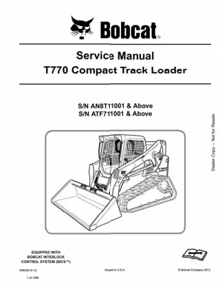 BOBCAT T770 COMPACT TRACK LOADER Service Repair Manual Instant Download (SN ATF711001 AND Above)