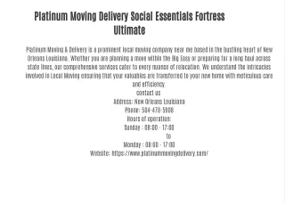 Platinum Moving Delivery Social Essentials Fortress Ultimate