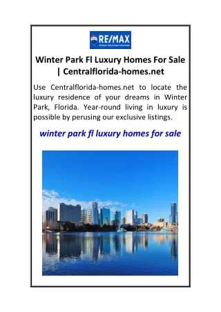 Winter Park Fl Luxury Homes For Sale  Centralflorida-homes.net