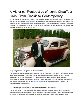 A Historical Perspective of Iconic Chauffeur Cars_ From Classic to Contemporary