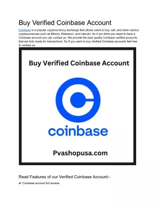 Buy Verified Coinbase Account