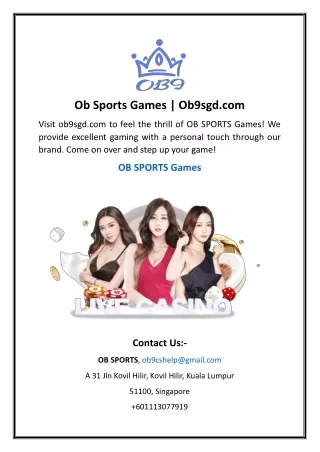 Ob Sports Games | Ob9sgd.com