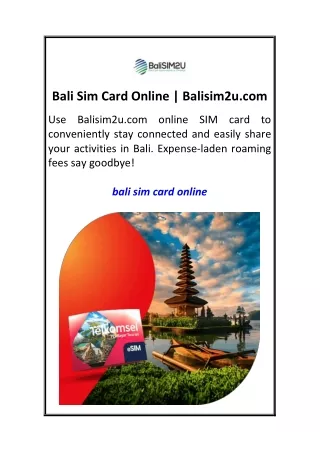 Bali Sim Card Online  Balisim2u.com