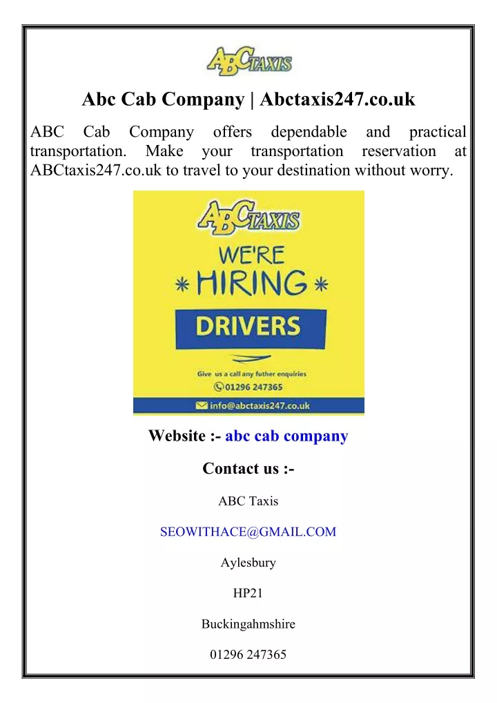 abc cab company abctaxis247 co uk