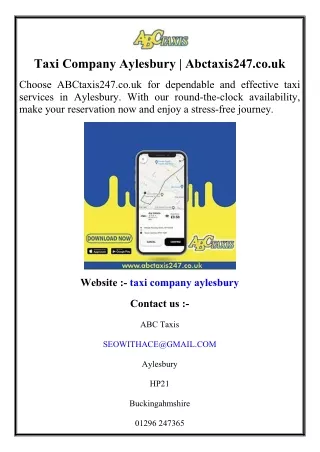 Taxi Company Aylesbury  Abctaxis247.co.uk
