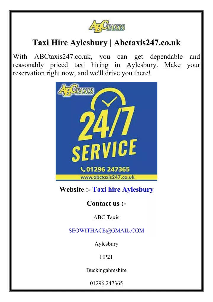 taxi hire aylesbury abctaxis247 co uk