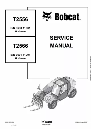 BOBCAT T2556 TELESCOPIC HANDLER Service Repair Manual Instant Download (SN 363011001 and Above)