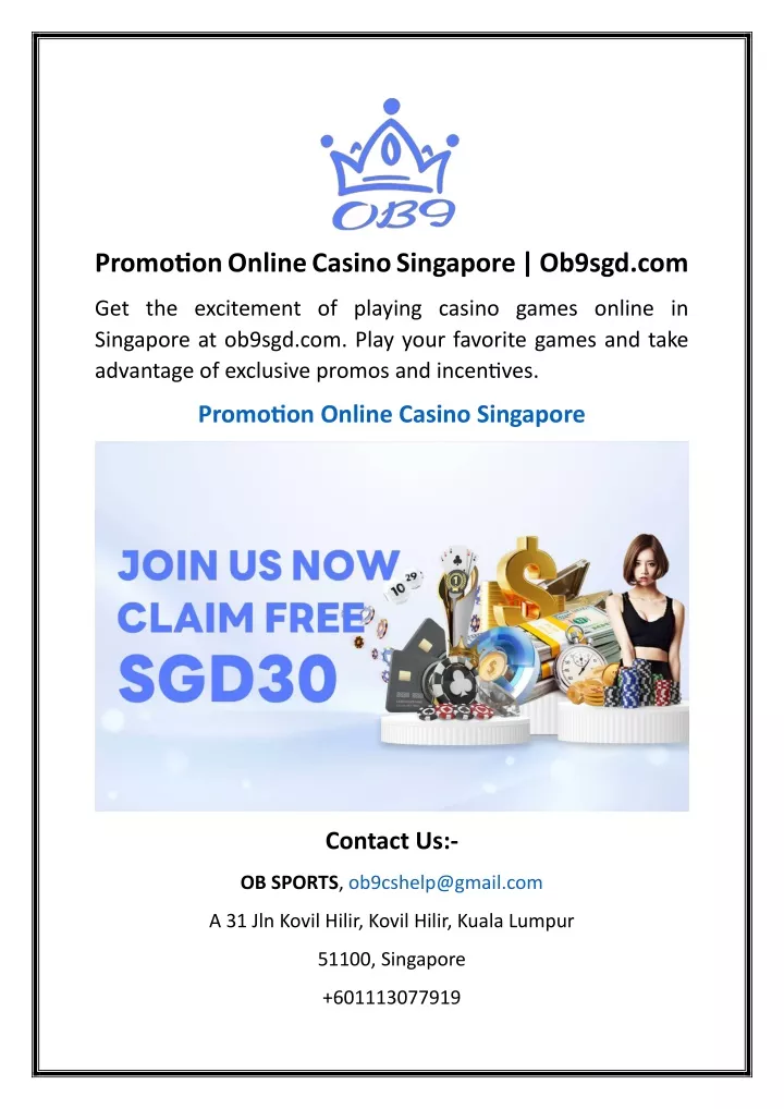 promotion online casino singapore ob9sgd com