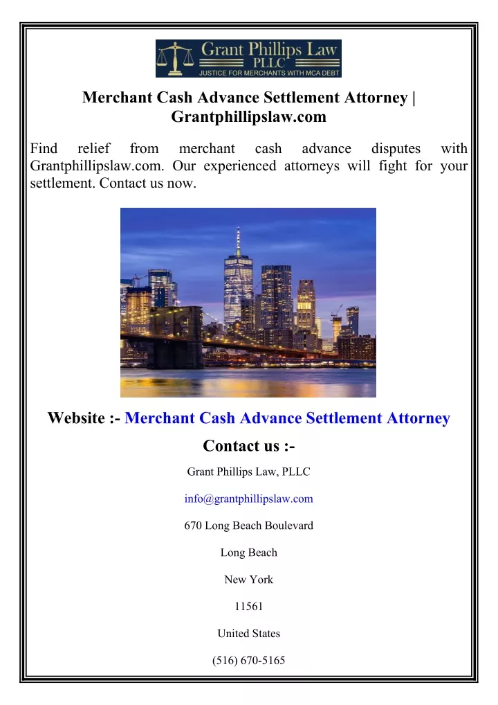 merchant cash advance settlement attorney