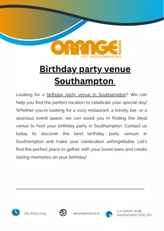 Birthday party venue Southampton