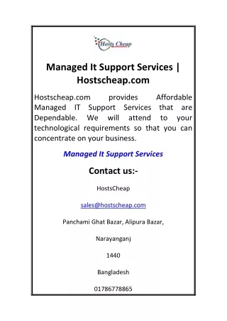 Managed It Support Services  Hostscheap.com