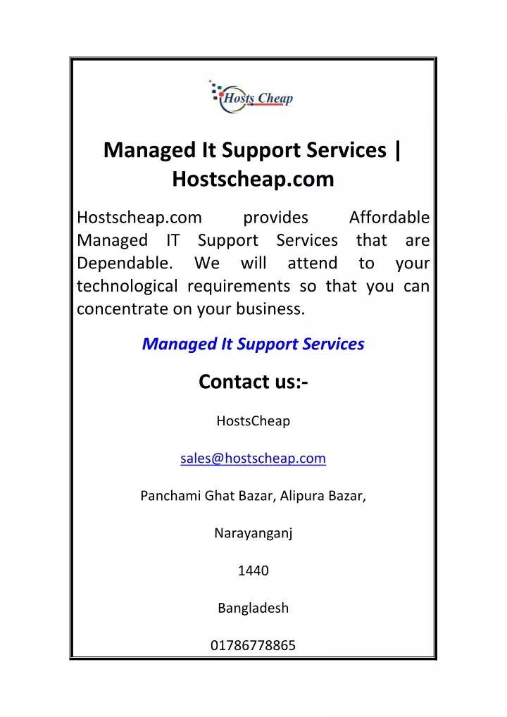 managed it support services hostscheap com