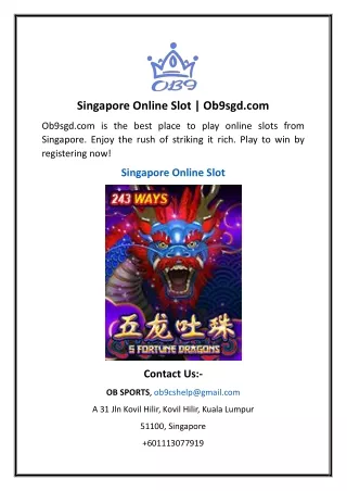 Singapore Online Slot | Ob9sgd.com