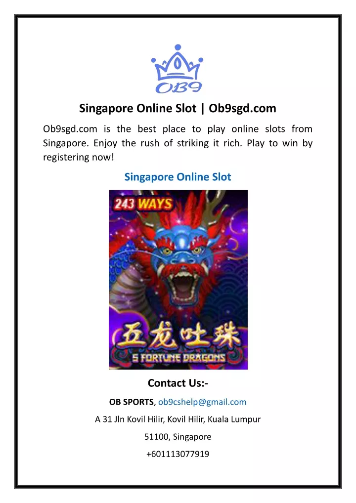 singapore online slot ob9sgd com