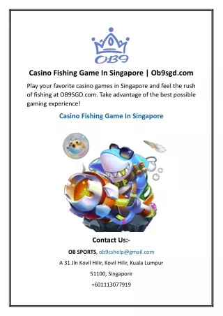 Casino Fishing Game In Singapore | Ob9sgd.com