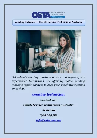 vending technician | OnSite Service Technicians Australia