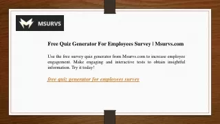 Free Quiz Generator For Employees Survey Msurvs.com