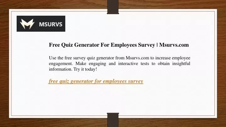 free quiz generator for employees survey msurvs