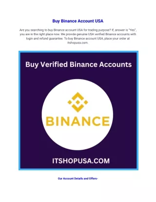 Buy Binance Account USA
