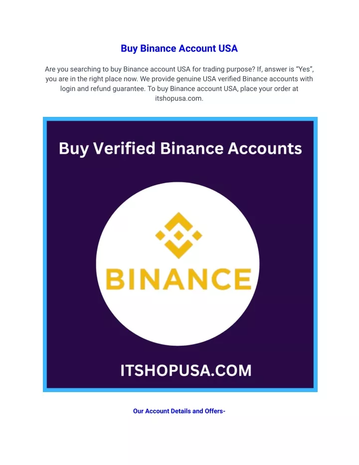 buy binance account usa