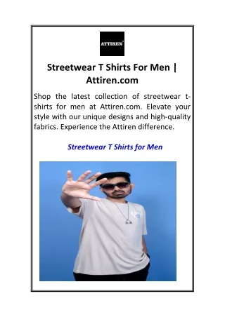 Streetwear T Shirts For Men  Attiren.com