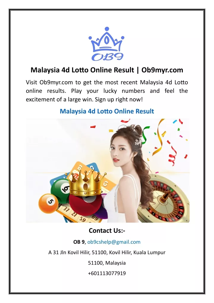 malaysia 4d lotto online result ob9myr com