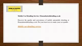 Mobile Car Detailing Service Donendusteddetailing.co.uk