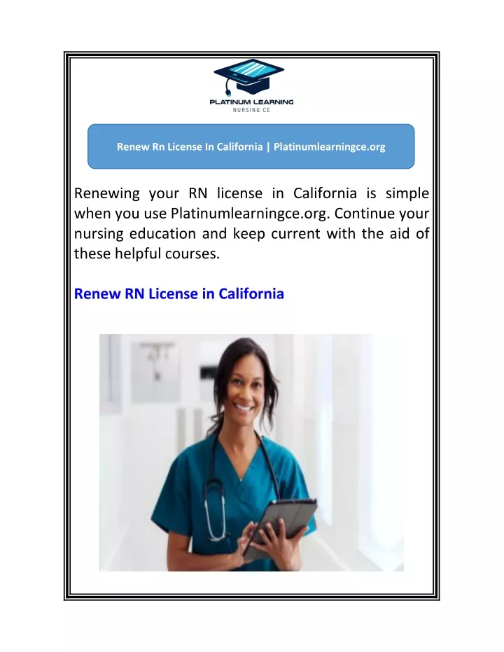 renew rn license in california platinumlearningce