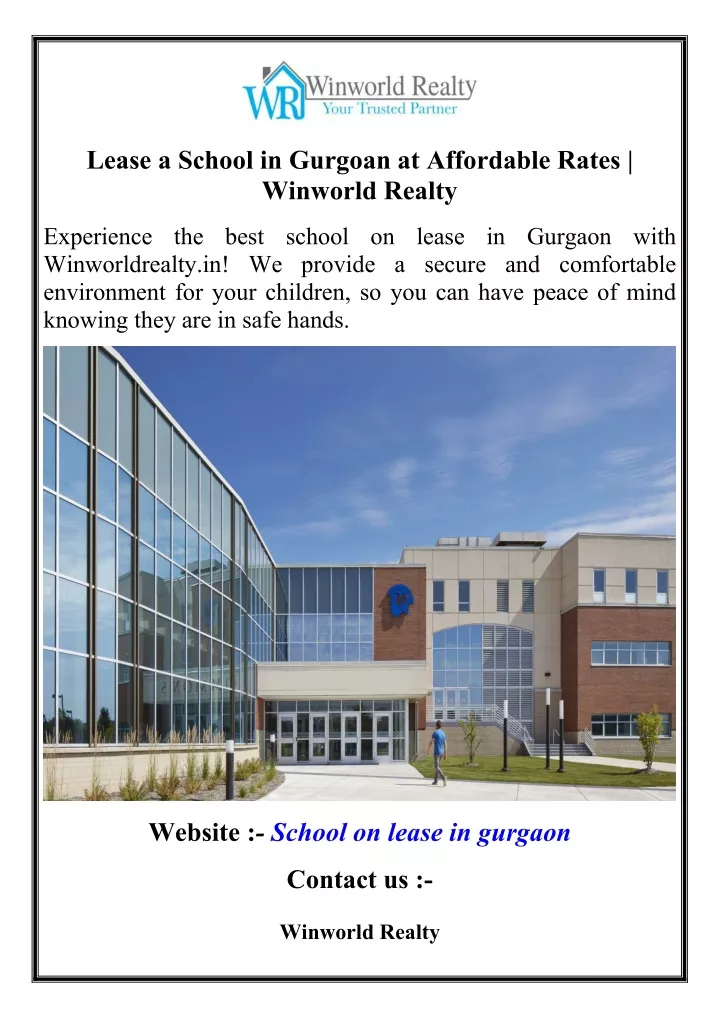 lease a school in gurgoan at affordable rates