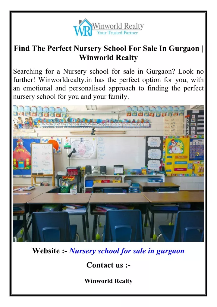 find the perfect nursery school for sale