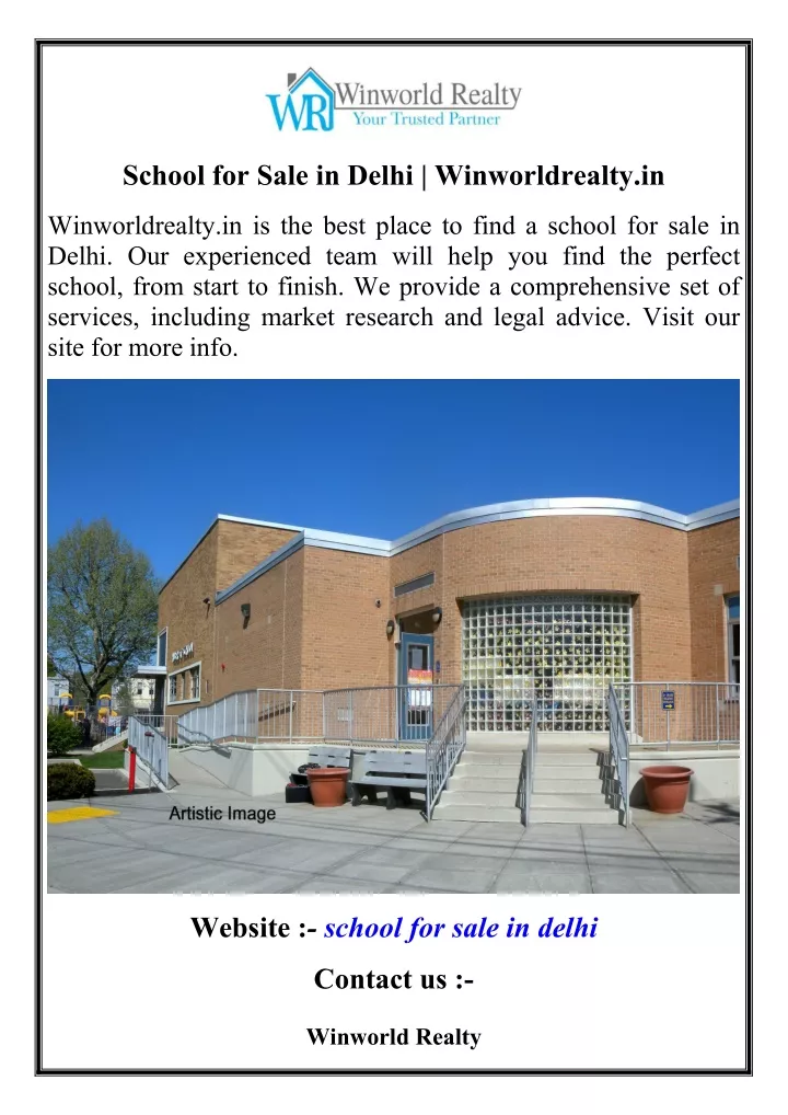 school for sale in delhi winworldrealty in