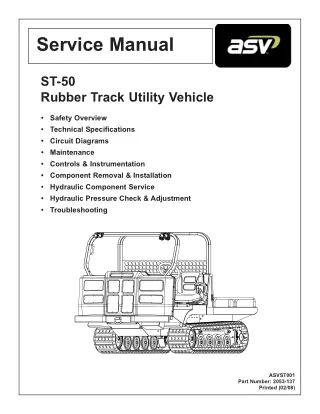 ASV ST-50 Scout Tracked Utility Vehicle Service Repair Manual