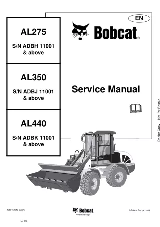 Bobcat AL275 Wheel Loader Service Repair Manual SN ADBH11001 & above