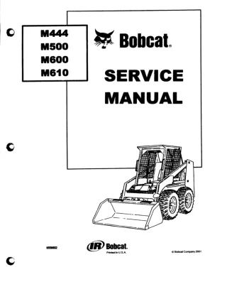 Bobcat M444 Skid Steer Loader Service Repair Manual