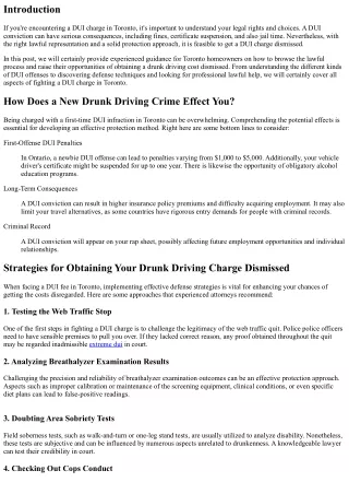 Just how to Obtain a DUI Fee Rejected: Professional Advice for Toronto Locals