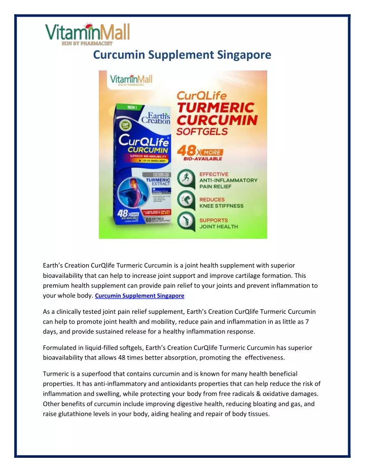 curcumin supplement singapore