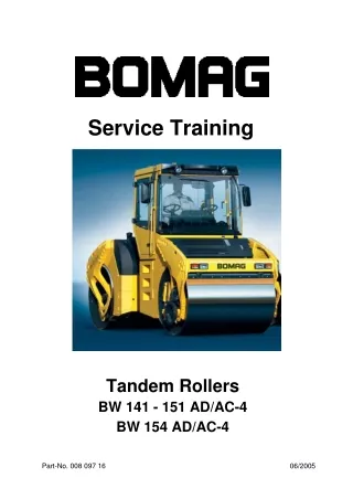 Bomag BW 154 AD Tandem Rollers Service Repair Manual