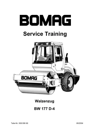 Bomag BW 177 D-4 Single Drum Rollers Service Repair Manual