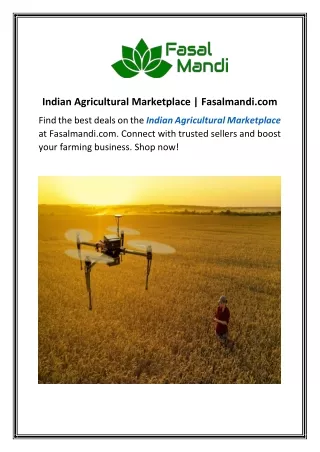 Indian Agricultural Marketplace  Fasalmandi.com