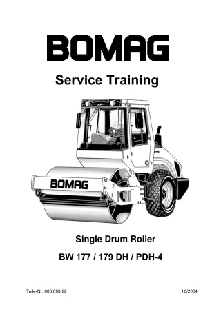 Bomag BW 179 PDH-4 Single Drum Rollers Service Repair Manual