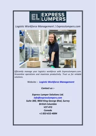 Logistic Workforce Management  Expresslumpers.com