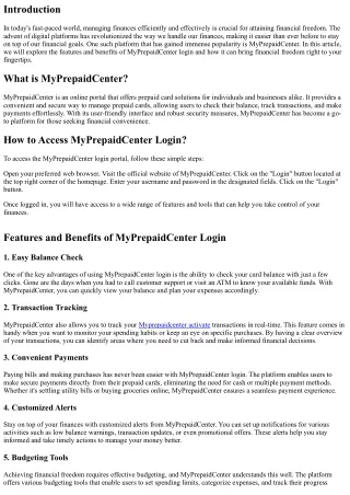 Financial Freedom at your Fingertips: Introducing MyPrepaidCenter Login