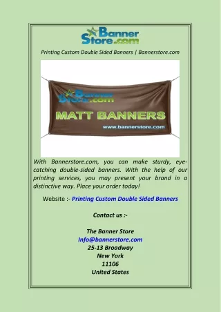 Printing Custom Double Sided Banners  Bannerstore.com