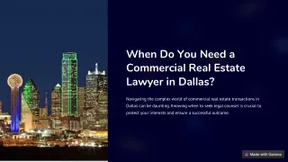 When Do You Need a Commercial Real Estate Lawyer in Dallas