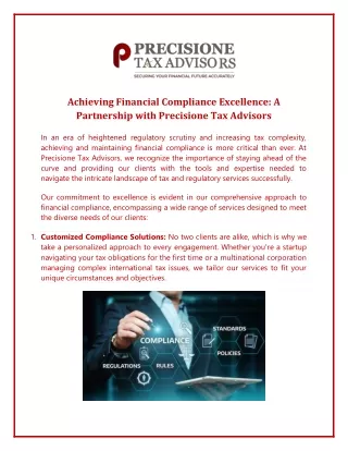 Achieving Financial Compliance Excellence: A Partnership with Precisione Tax Adv
