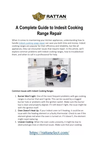 Indesit Cooking Range Repair: Quick and Reliable Solutions