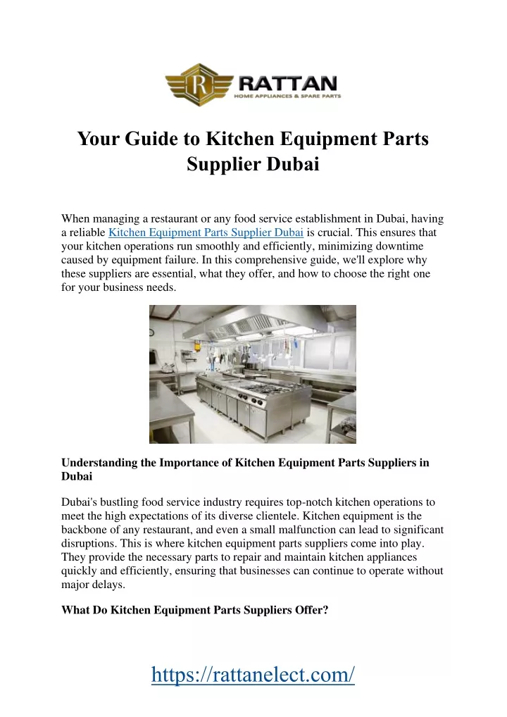 your guide to kitchen equipment parts supplier