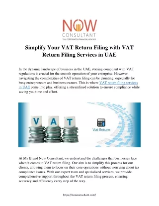 Simplify Your VAT Return Filing with VAT Return Filing Services in UAE